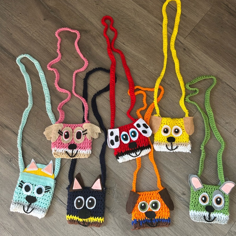 Handmade small shop knit paw patrol purse lot